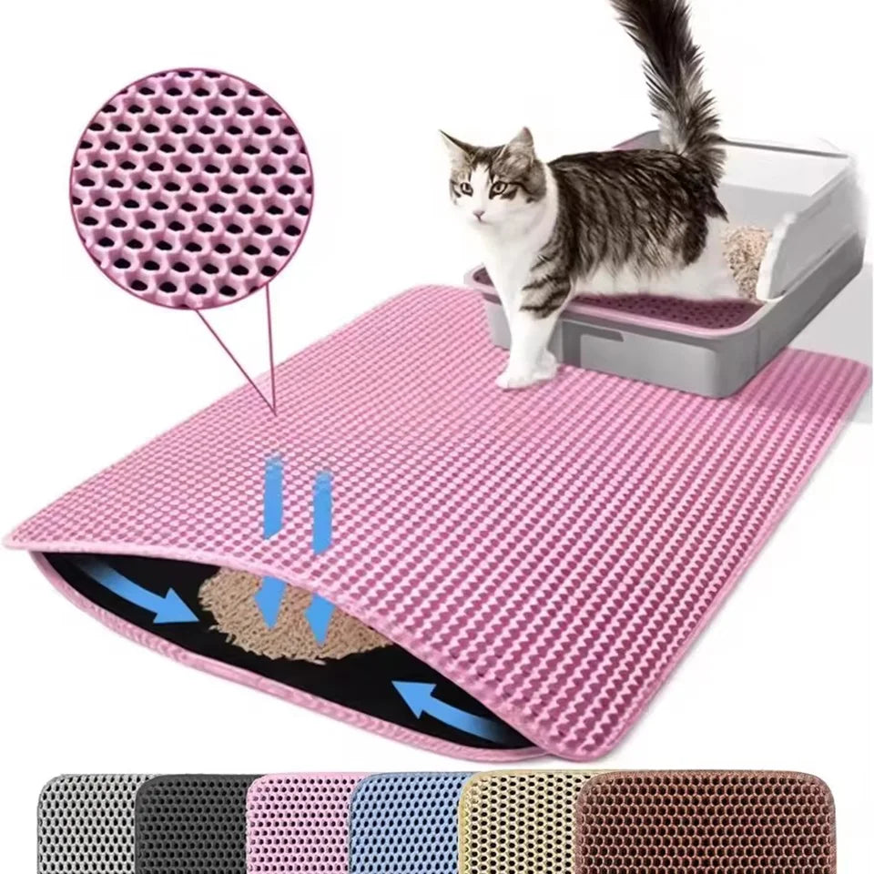 Cat Litter Mat Waterproof Double Layer Pet Litter Box Mat Pet Toilet Cat Mat Nonslip Sand Pet Cat Washable Clean Mat